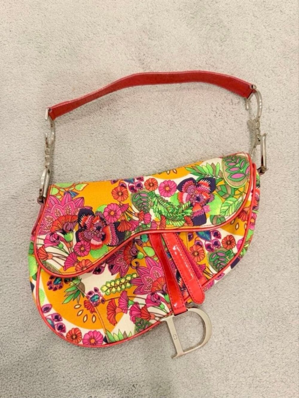 Dior Galliano Era Limited Floral Print Saddle Bag